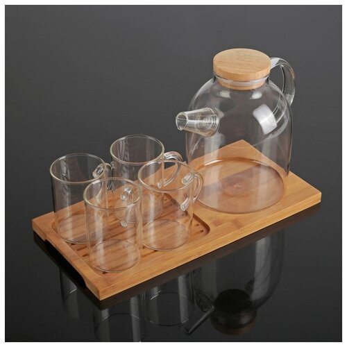 фото Чайный набор 5 пред. "эко" чайник 1,6 л, 4 кружки 100 мл сима-ленд