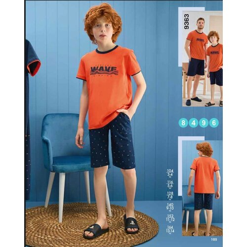 Пижама Sevim, шорты, футболка, размер 104-110, оранжевый