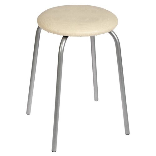 фото Табурет "эконом" серебристый металлик/молочная рептилия 3415550 доляна