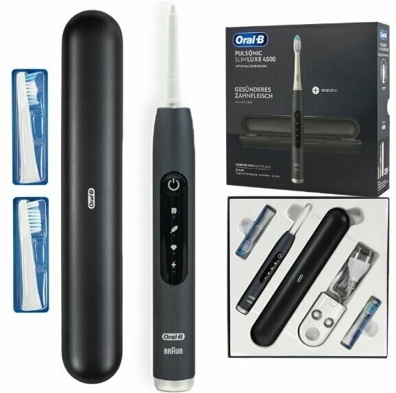 Электрическая зубная щетка Oral B Pulsonic Slim Luxe 4500 Matte Black с футляром и 2 сменными насадками - фотография № 2