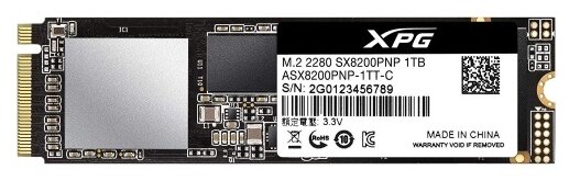 Накопитель SSD M.2 Adata XPG SX8200 Pro 1 Тб PCIe Gen3x4 3D TLC (asx8200pnp-1tt-c) Asx8200pnp-1tt-c