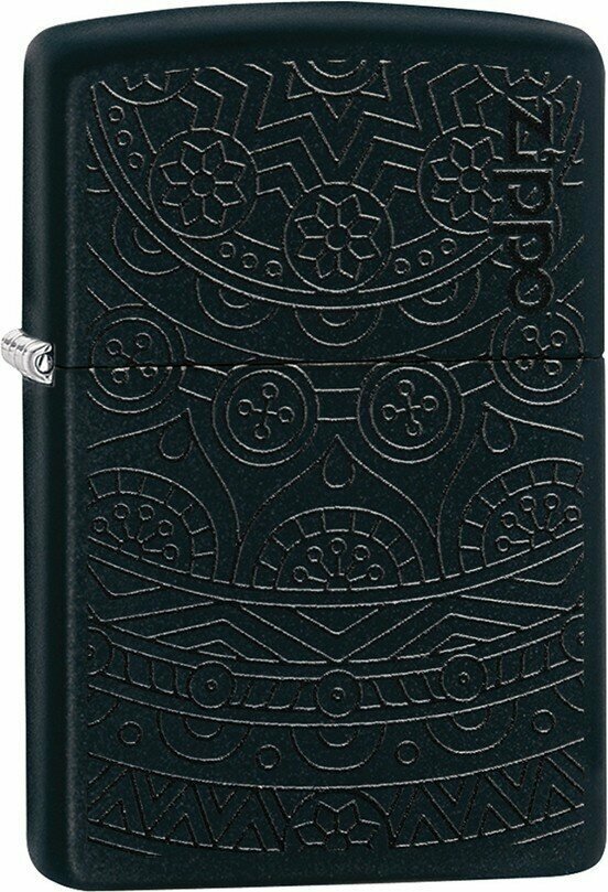 Зажигалка ZIPPO Tone on Tone Design с покрытием Black Matte, латунь/сталь, чёрная, 38x13x57 мм