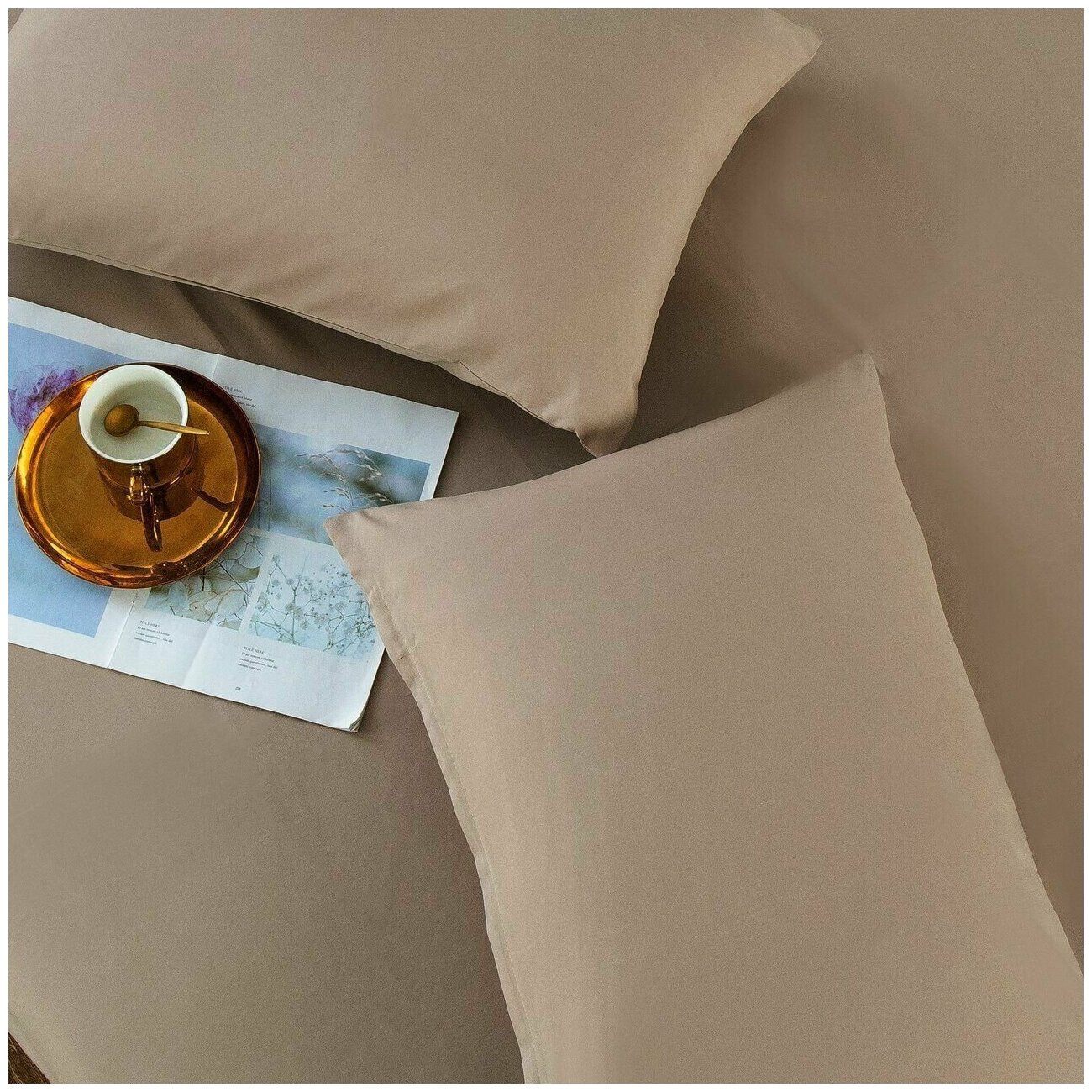 Комплект постельного белья однотонный Сатин CS028, 1.5 спальный, наволочки 50-70 2 шт - фотография № 8
