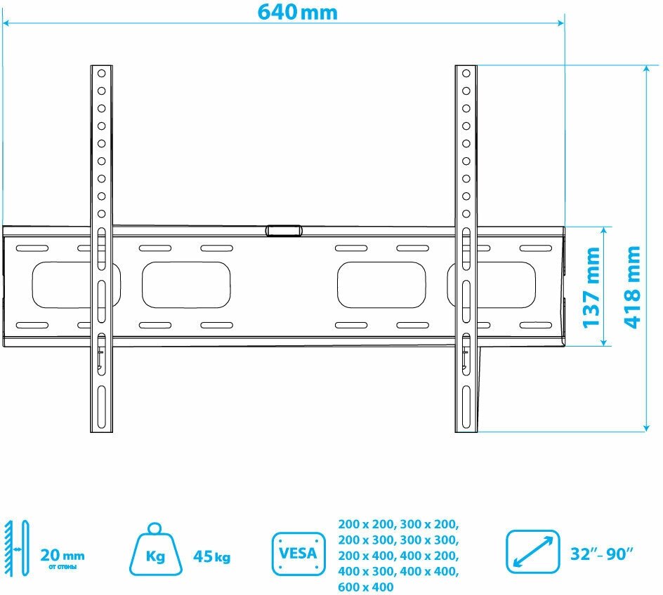 201-OLIMP black Кронштейн для LED/LCD телевизоров Tuarex - фото №4