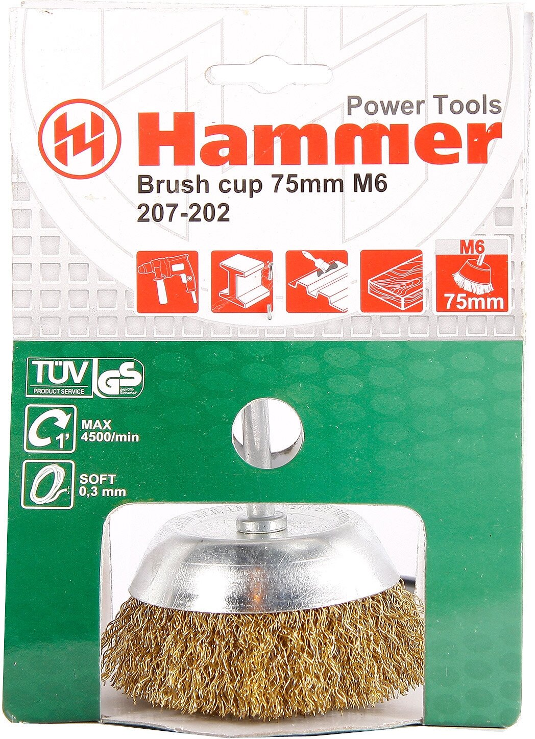 Hammer Кордщетка 75 мм, чашеобразная гофрированная мягкая, хв-6 мм, Hammer Flex, 207-202 - фотография № 4