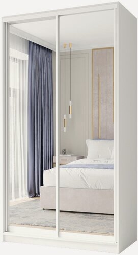 Изображение товара Шкаф купе, для одежды Зигмунд 2, Легкомаркет, 80х45х220, платяной, белый, профиль глянец белый, с зеркалом