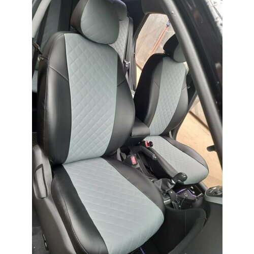Автомобильные чехлы на Шевроле лачетти/ авточехлына сидения Chevrolet lacetti из экокожи серый ромб