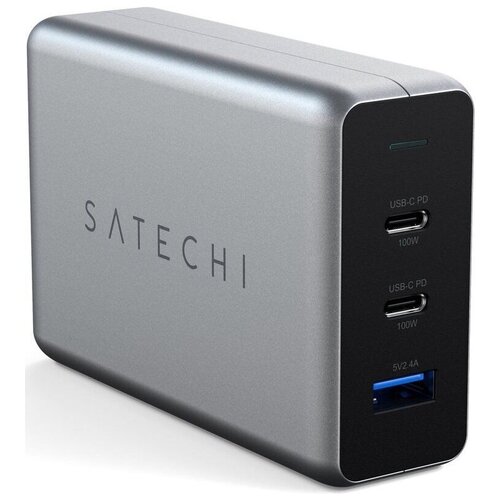 Сетевое зарядное устройство Satechi 100W USB-C PD Compact GaN Charger, 100 Вт, EU, серый космос