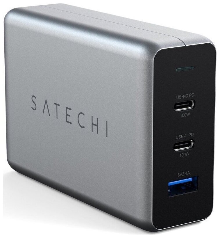 Сетевое зарядное устройство Satechi Compact Charger с технологией GaN Power (ST-TC100GM-EU), серый космос