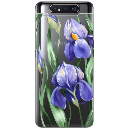 фото Ультратонкий силиконовый чехол-накладка transparent для samsung galaxy a80 с 3d принтом "amazing irises" gosso