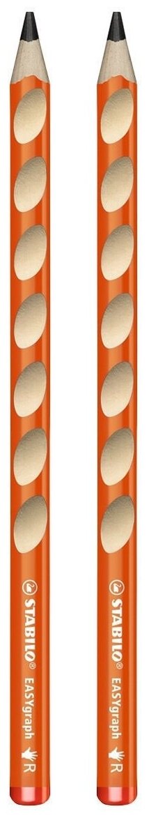 Карандаш чернографитный простой для правшей HB STABILO EASYgraph, оранжевый корпус (2шт)