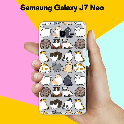 силиконовый чехол на samsung galaxy j7 neo самсунг джей 7 нео с эффектом блеска разноцветный леденец Силиконовый чехол на Samsung Galaxy J7 Neo Коты / для Самсунг Галакси Джей 7 Нео