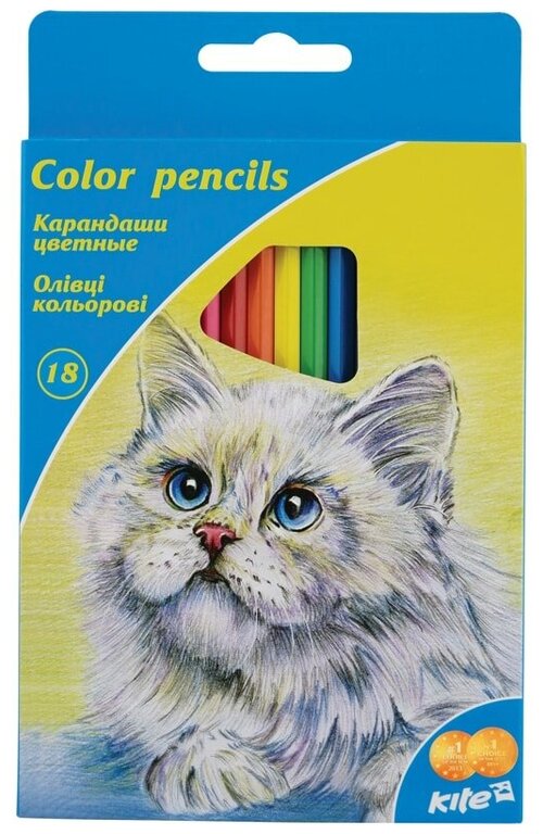 Kite цветные карандаши Животные, 18 цветов (K15-052)