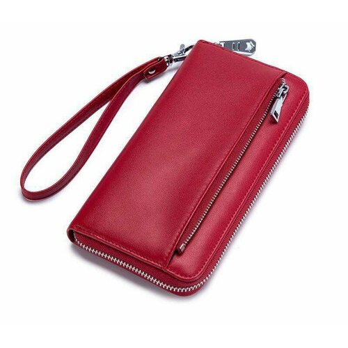 фото Кошелек bgt bgt-r-rd, натуральная кожа, гладкая фактура, на молнии, 2 отделения для банкнот, отделения для карт и монет, красный