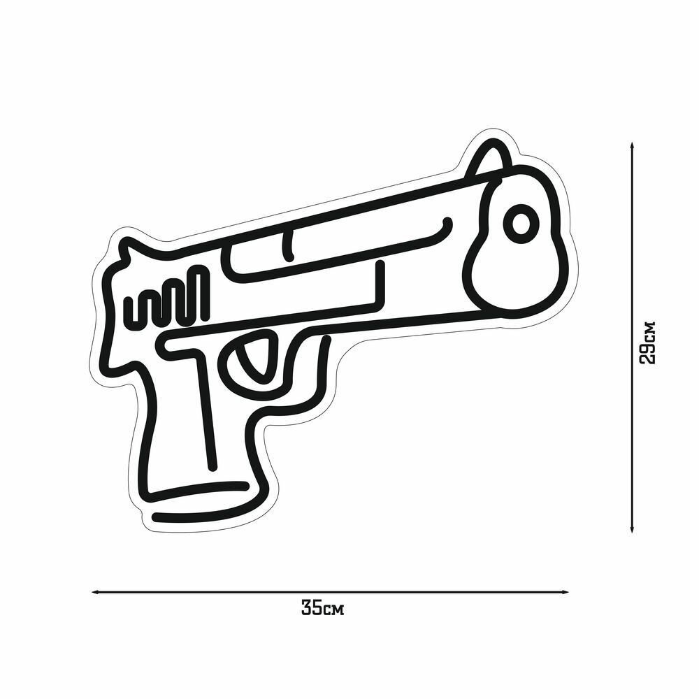 Ночник неоновый Черный пистолет, 35х29 см - фотография № 3
