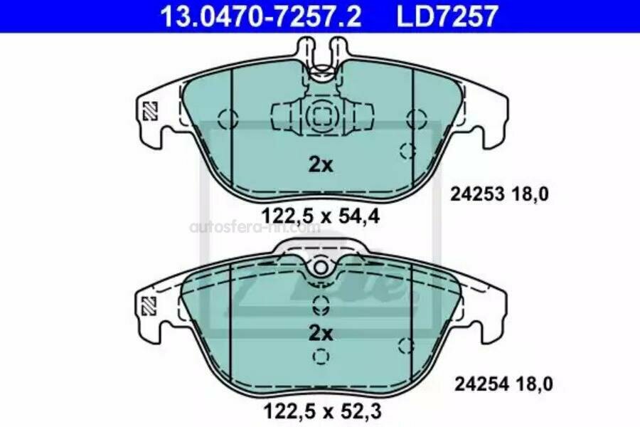 ATE 13047072572 Колодки тормозные дисковые задн, CERAMIC, MERCEDES-BENZ: C-CLASS T-Model C 250 CDI/C 250 CDI 4-matic/C 350 CDI 07-, E-CLASS кабрио E 350/E 350 CDI/E 350 CDI/E 350 CGI/E 500/E 50