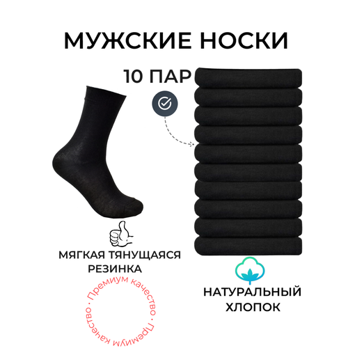 Носки Береза, 10 пар, размер 41-47, черный