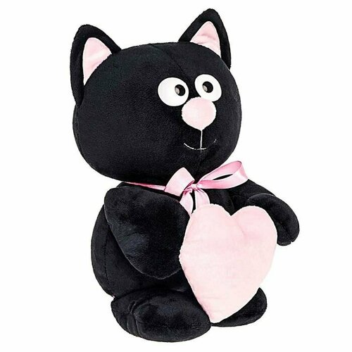 Princess Love Мягкая игрушка «Котик с сердцем», цвет чёрный, 30 см