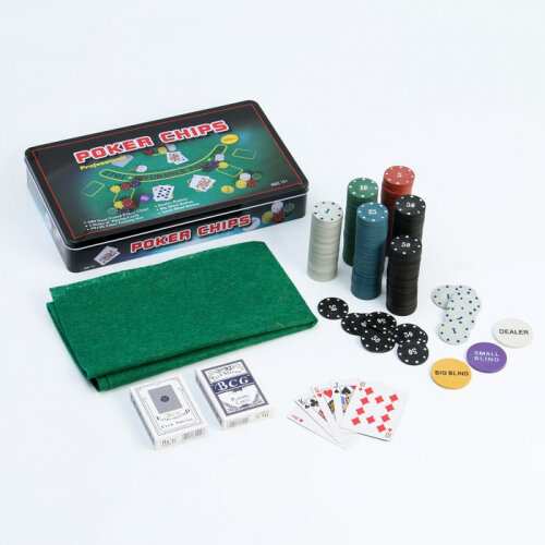 Набор для покера Sima Land (карты 2 колоды, фишки 300 шт.), с номиналом, 60 х 90 см