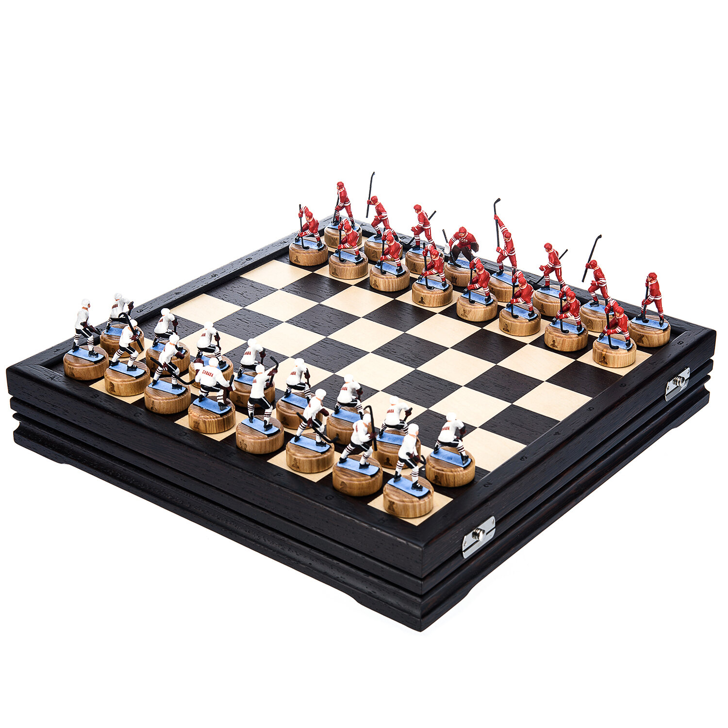 Шахматы деревянные с металлическими фигурами "Хоккей" 37х37 см