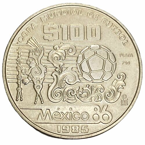 мексика 10 песо 1985 1990 Мексика 100 песо 1985 г. (Чемпионат мира по футболу 1986 - Узоры и мяч)