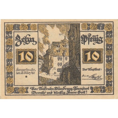 Германия (Веймарская Республика) Зангерхаузен 10 пфеннигов 1921 г. (2)