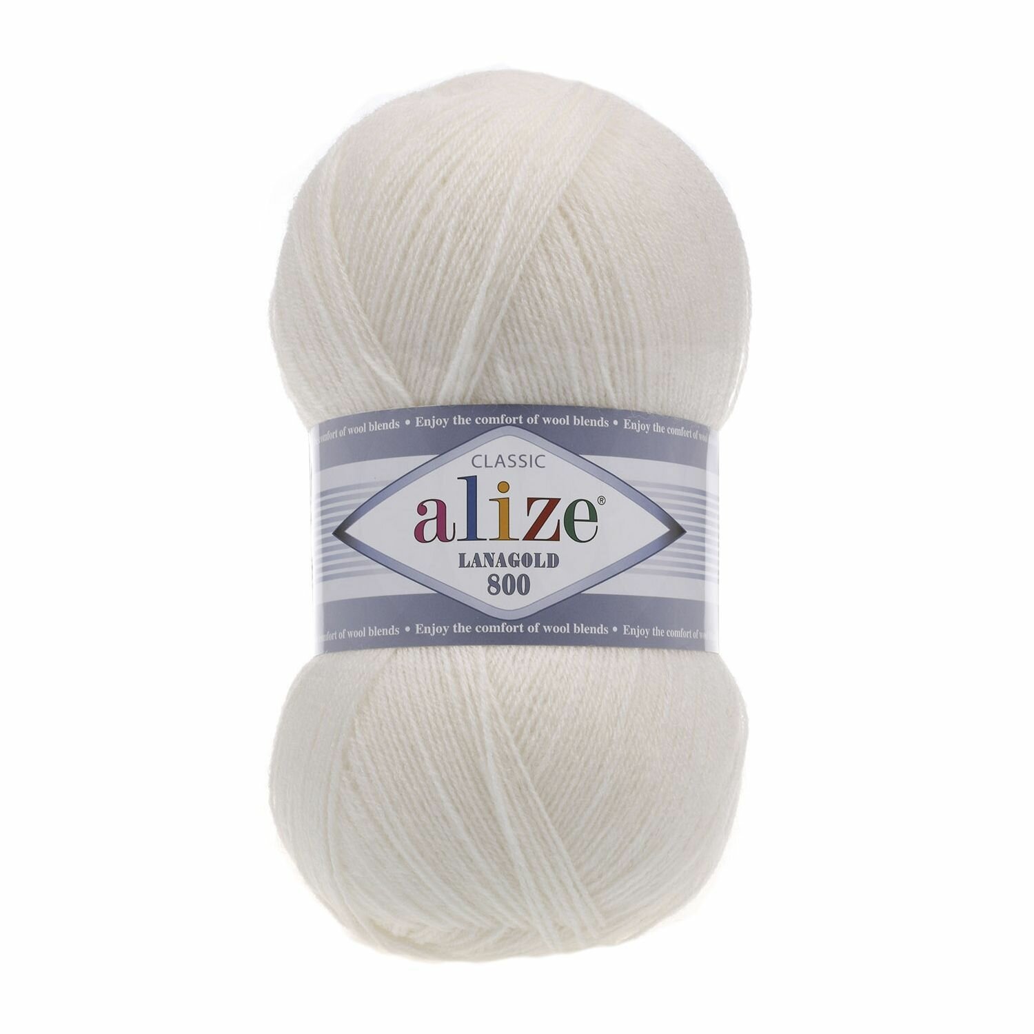 Пряжа ALIZE LANAGOLD 800, жемчужный - 450, 49% шерсть, 51% акрил, 5 мотков, 100 г, 730 м.