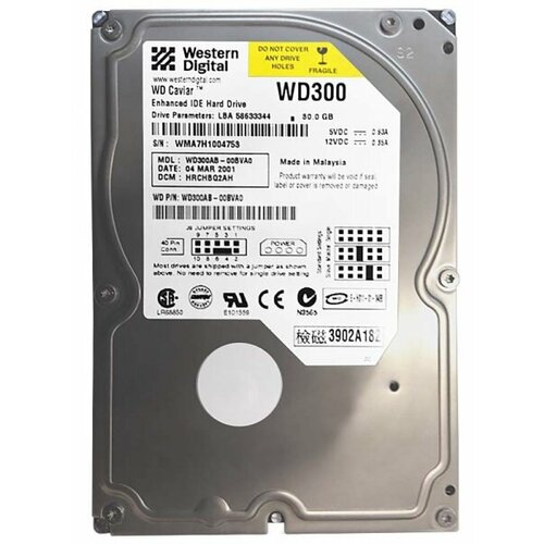 Жесткий диск Western Digital WD300AB 30Gb 5400 IDE 35 HDD 281000₽