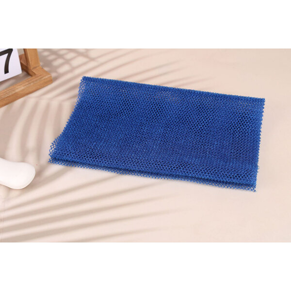 фото Мочалка японская для душа и бани массажная для пилинга очищение тела, сетчатая , 80x30 см, цвет синий