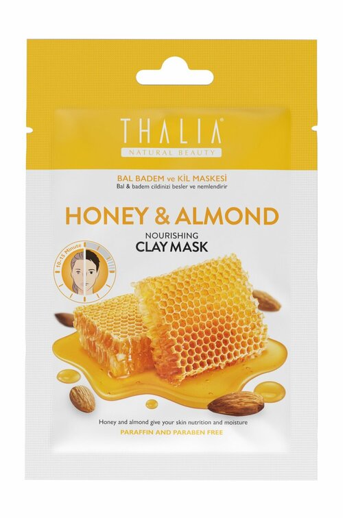 THALIA NATURAL BEAUTY Honey Almond & Clay Face Mask Маска глиняная для лица с медом и миндалем питательная, 15 мл