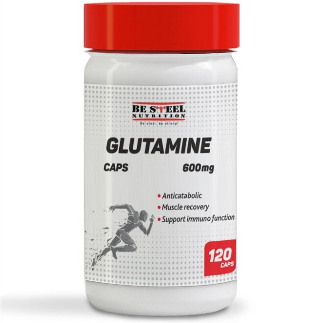 Глютамин, л глутамин Be Steel Nutrition Glutamine 600 мг 120 капсул