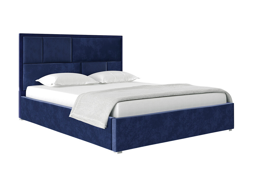 фото Кровать с мягким изголовьем НК Мебель Кровать Madison с подъемным механизмом велюр синий 218х171.8х113.9 см