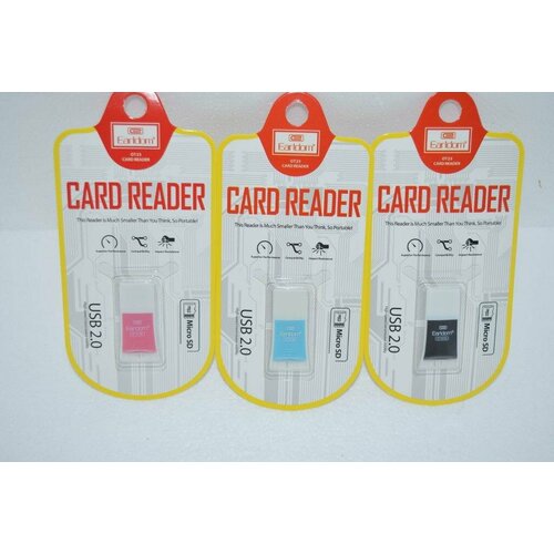 Кардридер Earldom для microSD, ET-OT25, USB 2.0, пластик, цвет: белый, с голубой вставкой