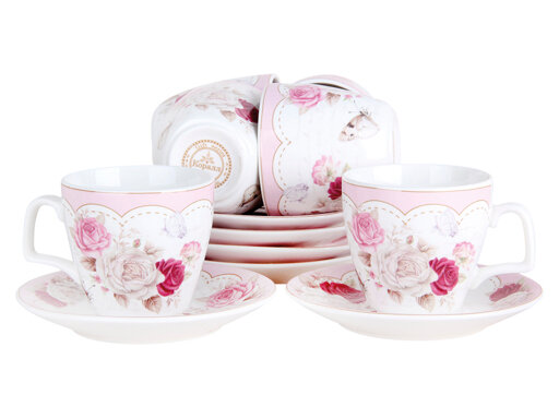 фото Набор кофейный 6/12 ф. квадратная 100мл. п/уп Роза NSF12-S-F05