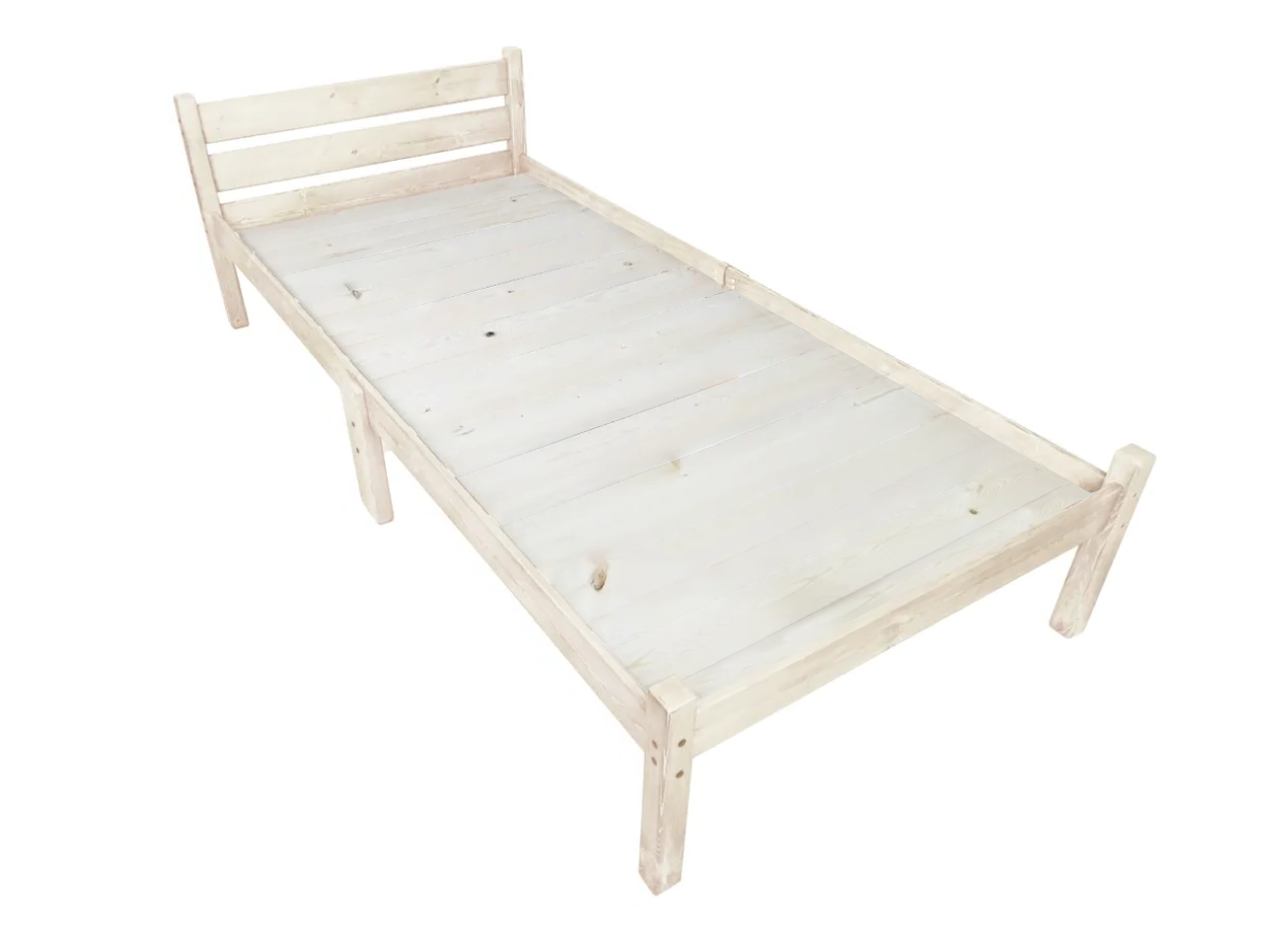 Кровать односпальная Классика Компакт сосновая со сплошным основанием, без покраски, 60х200 см
