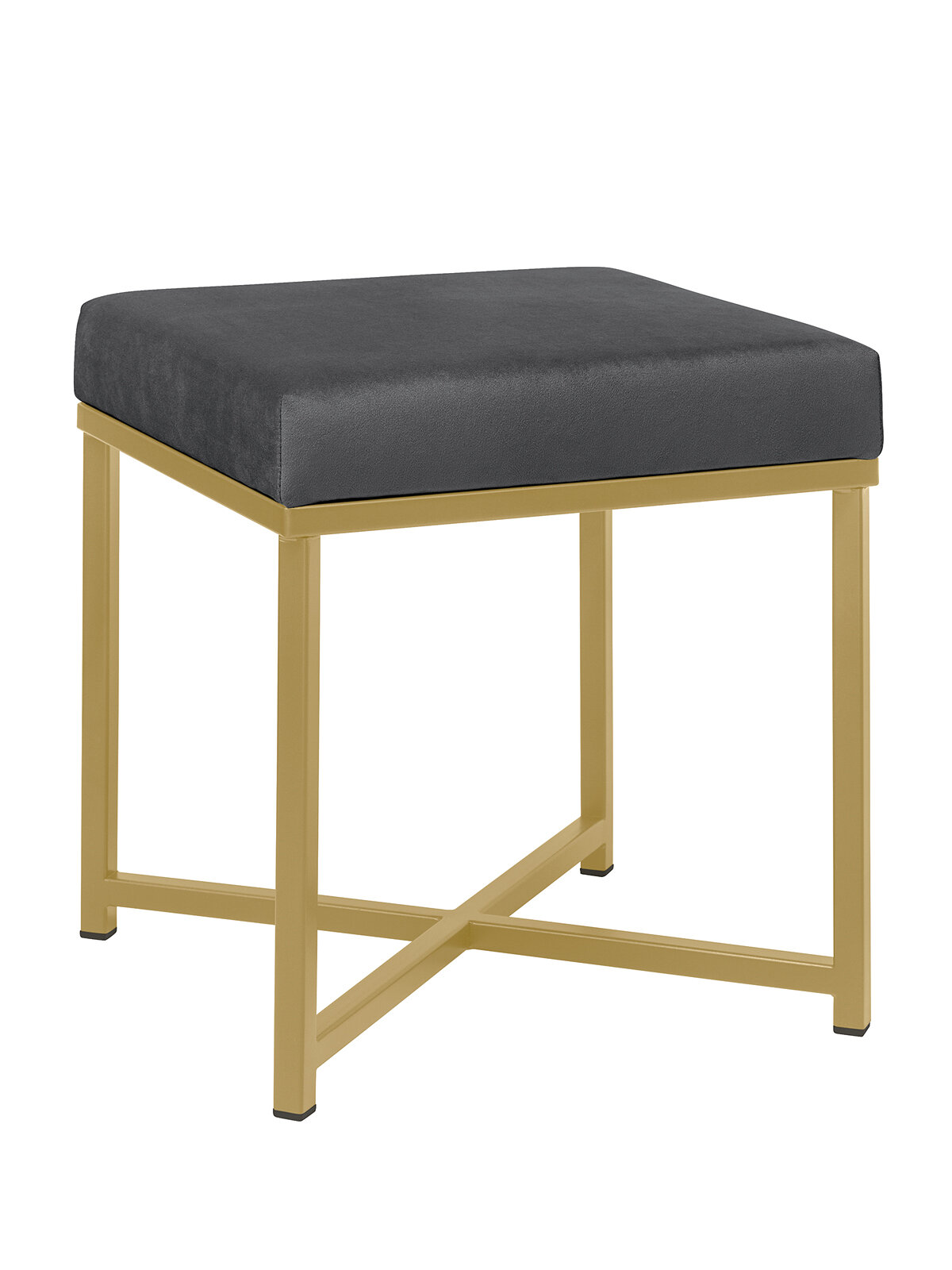 Пуф золотой для прихожей и спальни, велюр Mouse Grey, 400x400x470, CRUZ