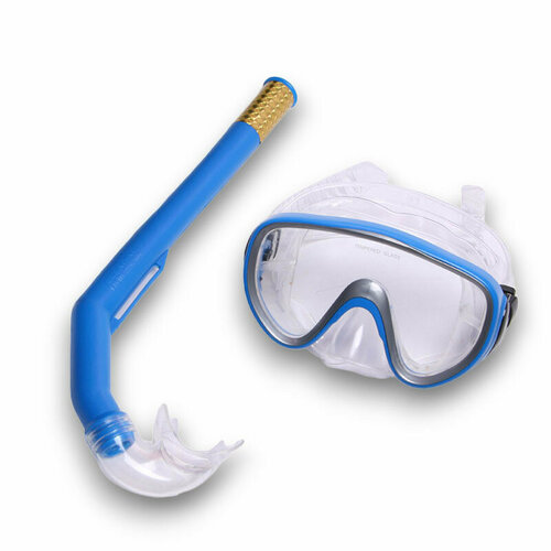 фото Набор для плавания взрослый e41228 маска+трубка (пвх) (синий) hawk