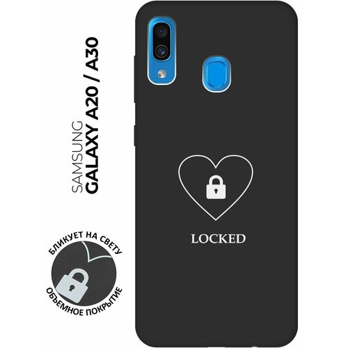 Матовый чехол Locked W для Samsung Galaxy A20 / A30 / Самсунг А20 / А30 с 3D эффектом черный матовый чехол lovely fingerprints w для samsung galaxy a20 a30 самсунг а20 а30 с 3d эффектом черный