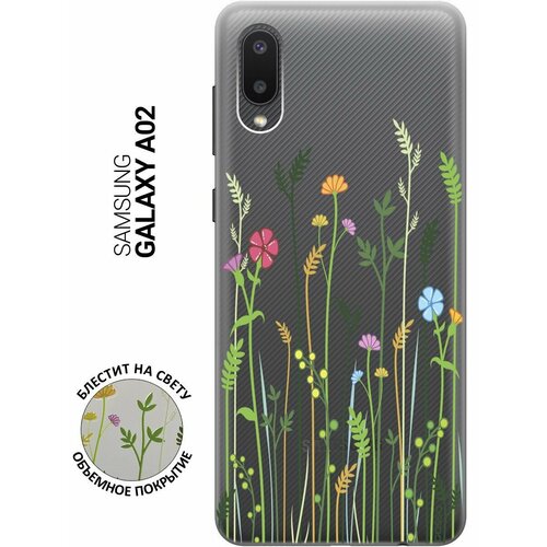 Ультратонкий силиконовый чехол-накладка Transparent для Samsung Galaxy A02 с 3D принтом Flowers & Fern ультратонкий силиконовый чехол накладка transparent для samsung galaxy a02 с 3d принтом fox queen