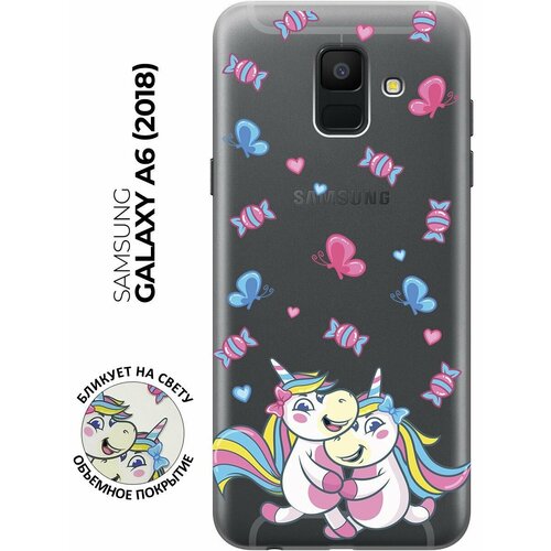 Силиконовый чехол с принтом Unicorns and Candies для Samsung Galaxy A6 (2018) / Самсунг А6 2018 силиконовый чехол с принтом unicorns and candies для samsung galaxy a01 самсунг а01
