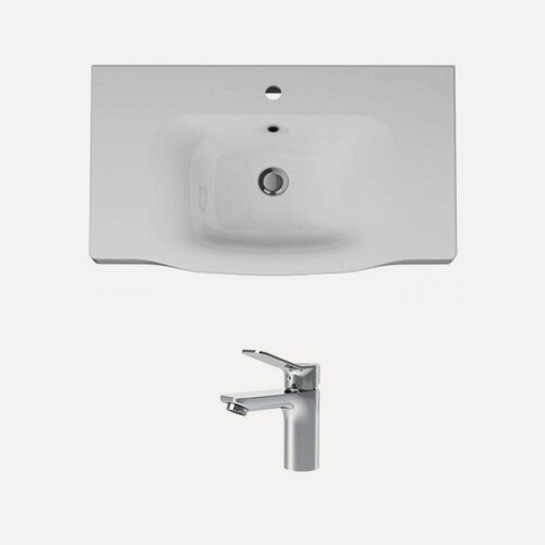 Изображение товара Раковина для ванной комнаты AM.PM, со смесителем, 80 см мебельная, встроенная, белый