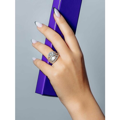 Кольцо L-Silver, серебро, 925 проба, родирование, фианит, размер 16.5, белый, серебряный