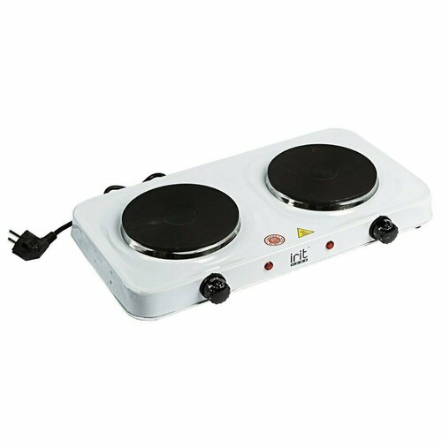 Плита электрическая Irit IR-8008 2000 Вт 2 конфорки диск эмаль механическая переключатель поворотный белая 347500₽