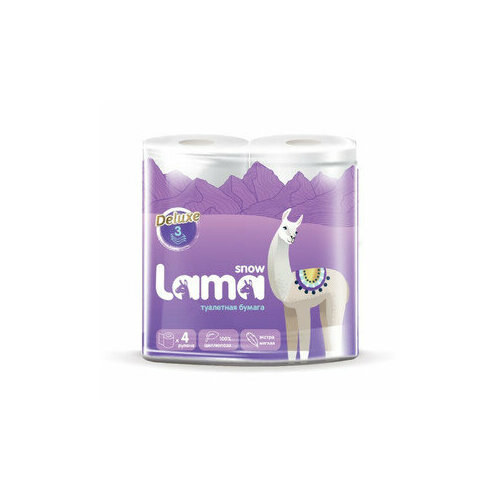 Туалетная бумага "Snow Lama" 3-слойная, белая 4 рулона в уп. 2 упаковки