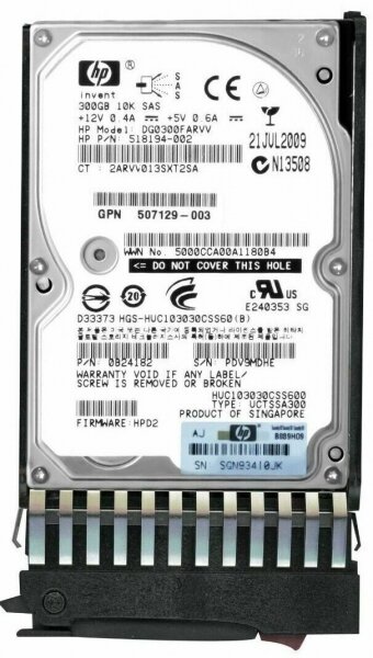 Жесткий диск HP 300-GB 6G 10K 2.5 DP SAS [DG0300FARVV] DG0300FARVV