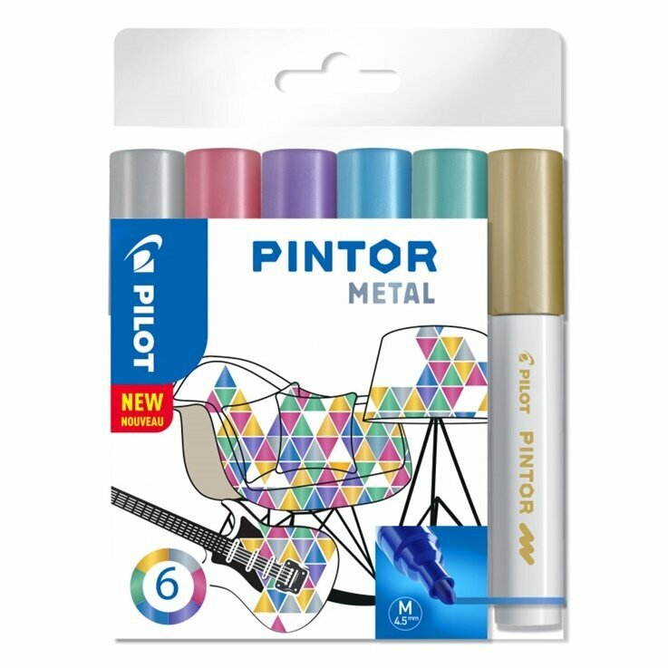 Маркеры "Pintor Metal" (6 цветов) (M-S6) Pilot - фото №2