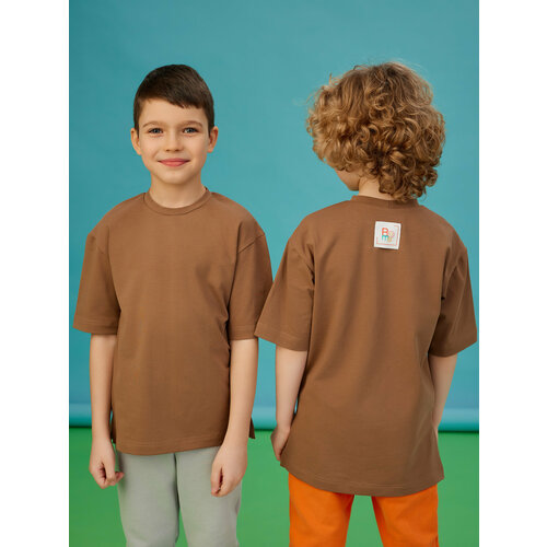 фото Футболка booms, размер 134, коричневый