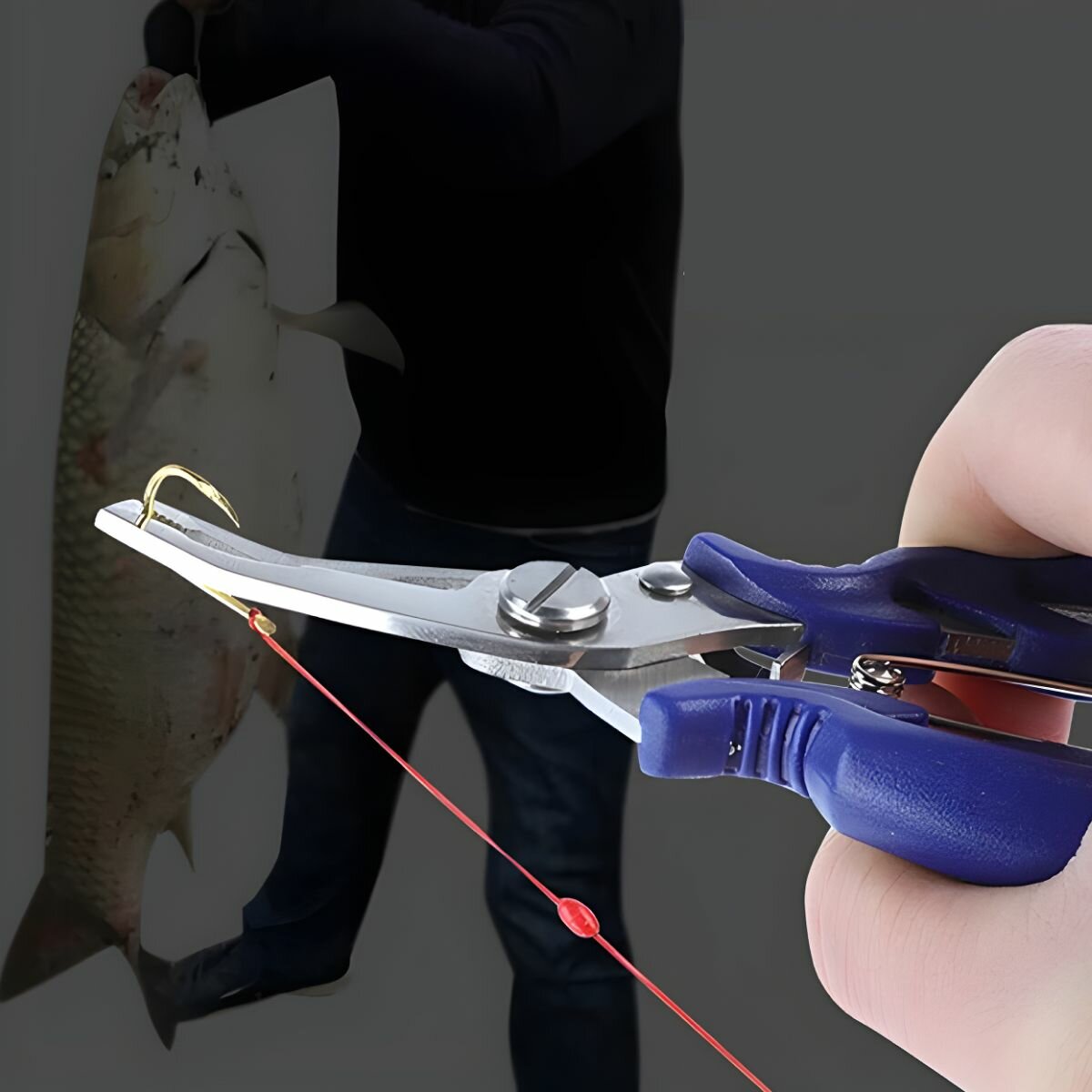 Щипцы рыболовные универсальные для рыбалки для разжимания заводных колец ножницы рыболовные для лески и плетенки 125 синий металл