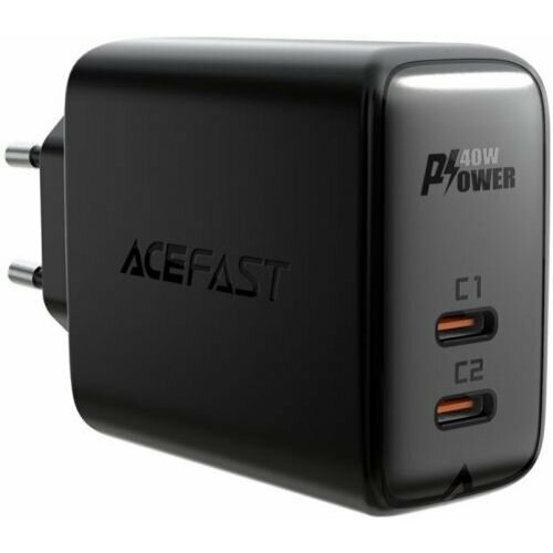 Зарядное устройство сетевое ACEFAST A9 двухпортовое, 40W, USB Type-C/USB Type-C, чёрное