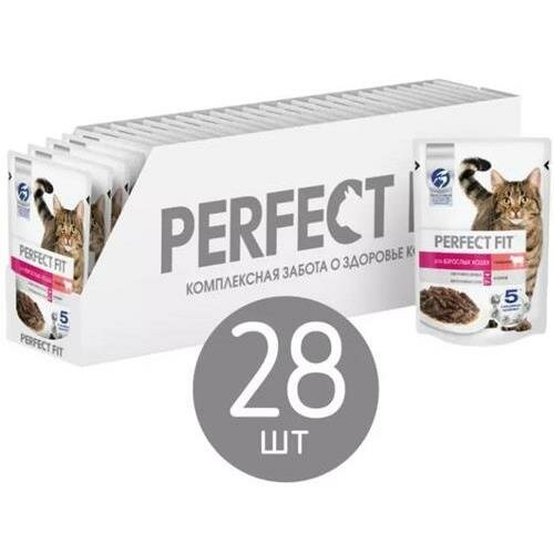 PERFECT FIT консервы для взрослых кошек с Говядиной 28х75гр